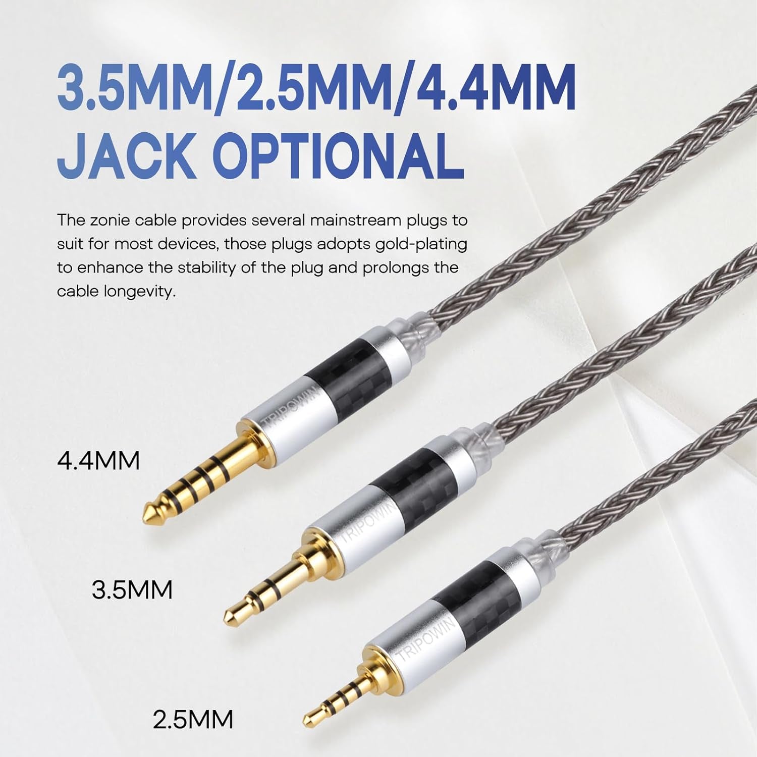 Tripowin Zonie 16 Core Silver Plated Cable SPC Earphone Cable for BL03 TRN V90 V80 AS10 ZS10 ZS6 ES4 ZST ZSR Iems (2Pin 0.78-3.5Mm, Grey)