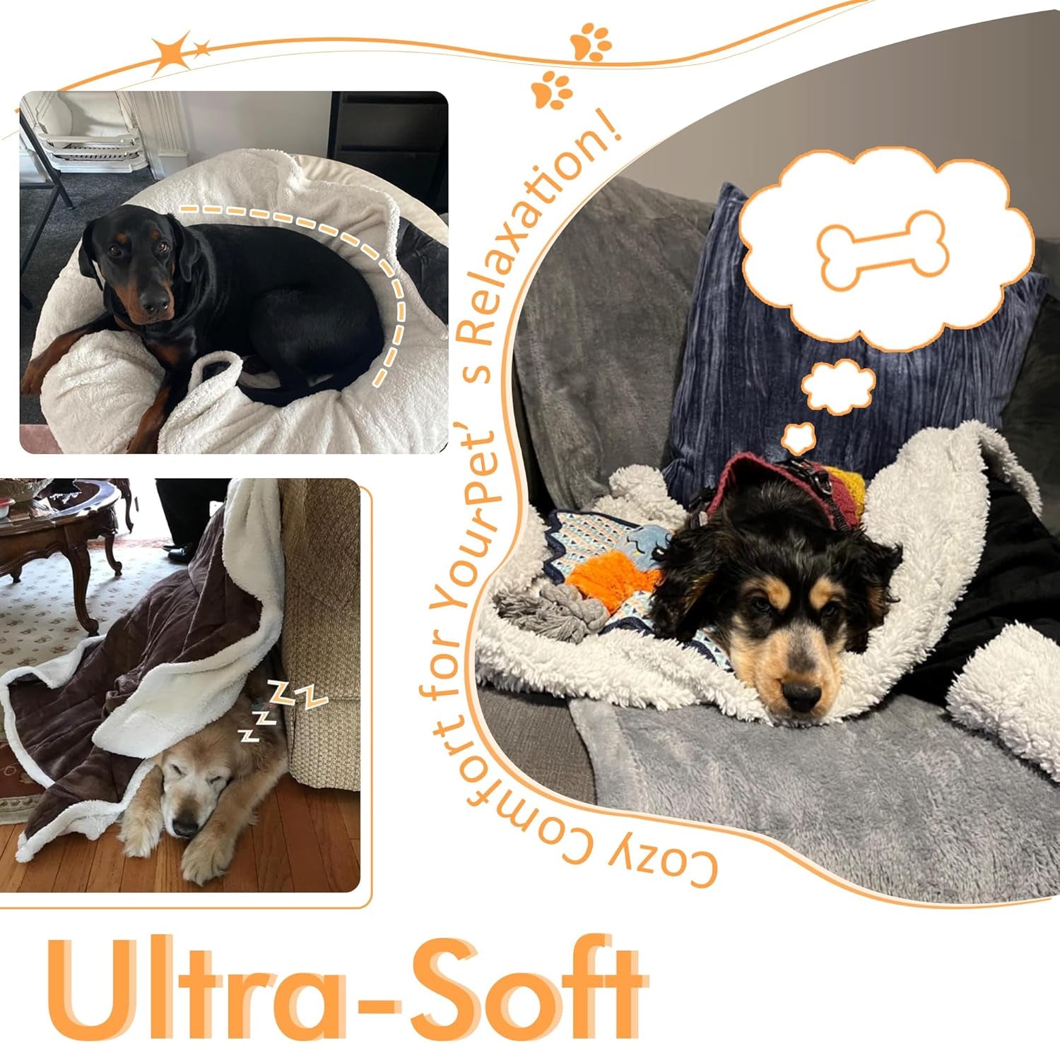 Large Dog Blanket, Super Soft Fluffy Sherpa Fleece Dog Couch Blankets and Throws for Large Medium Small Dogs Puppy Doggy Pet Cats, 50X60 Inches